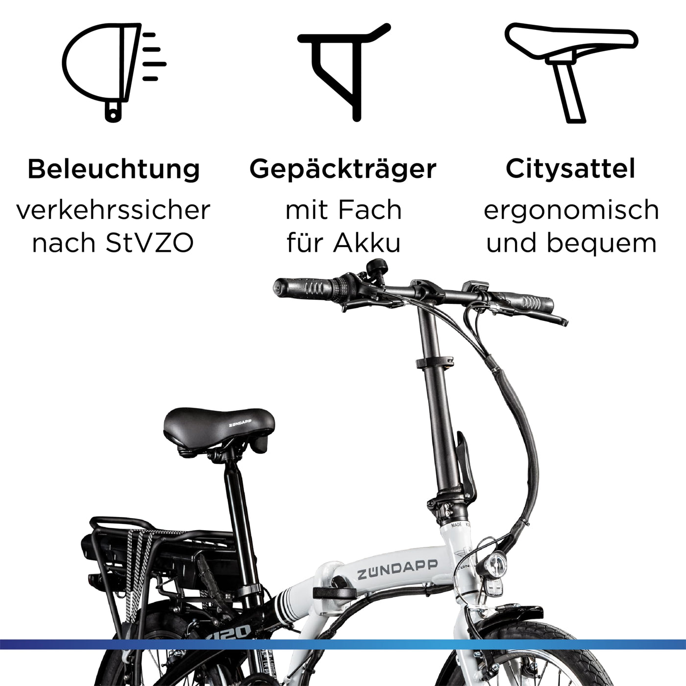 ZÜNDAPP Z120 20 Zoll E Bike Faltrad Damen Herren Elektrofahrrad klappbar Fahrrad Elektro Klapprad Ebike Pedelec E-Bike Erwachsene Klappfahrrad (schwarz/grau, 28 cm)