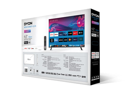 DYON Movie Smart 43 VX 108 cm (43 Zoll) Fernseher (Full-HD Smart TV, HD Triple Tuner (DVB-C/-S2/-T2), App Store, Prime Video, Netflix, YouTube, DAZN, Disney+) [Mod. 2023]
