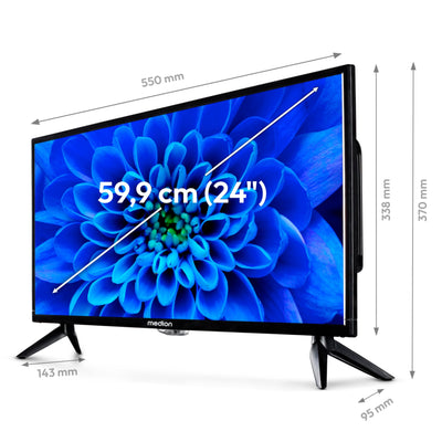 MEDION E12421 (MD 20113) 59,9 cm (24 Zoll) Full HD Fernseher (Triple Tuner Receiver, 12V KFZ Car-Adapter, perfekt für Camping Wohnmobil LKW Garten, CI+, Mediaplayer)