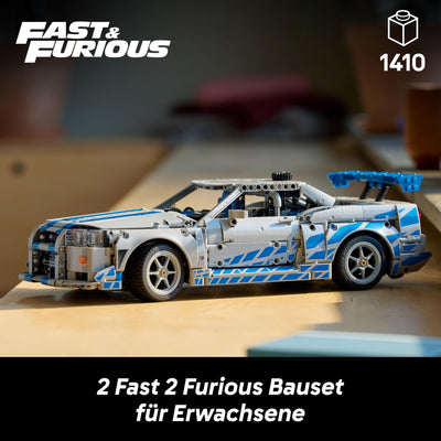 LEGO Technic 2 Fast 2 Furious Nissan Skyline GT-R R34 Automodell-Bauset für Erwachsene - mit Driftfunktion, Lenkung, Federung und 6-Zylinder-Motor - Sammlergeschenk für Fans - 42210