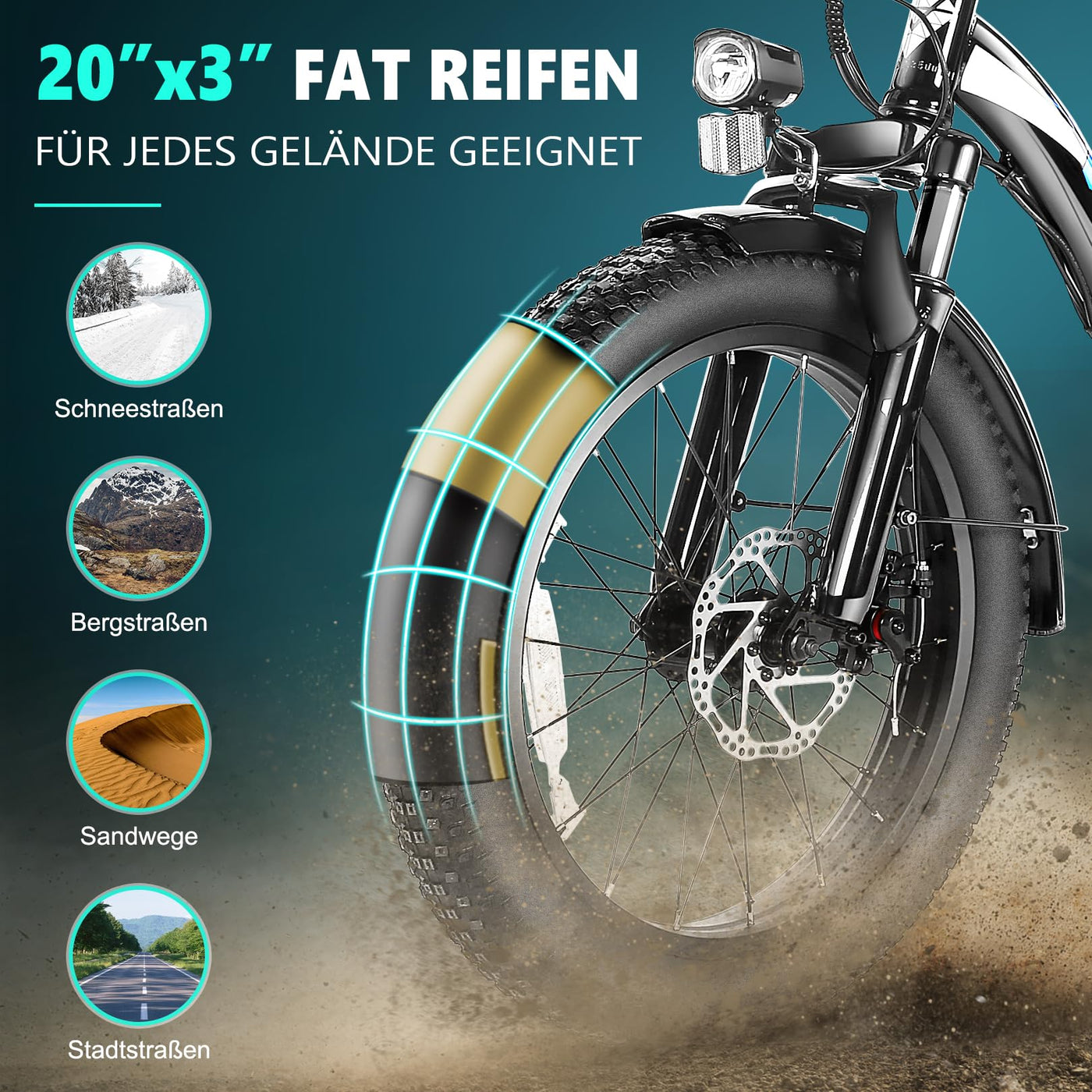 ANCHEER Klapprad E-Bike, 20"*3.0 Elektrofahrrad mit 36V 10.2Ah Lithium-Akku für Lange Reichweite bis 100KM, 250W Motor, 7 Gang für Herren Damen