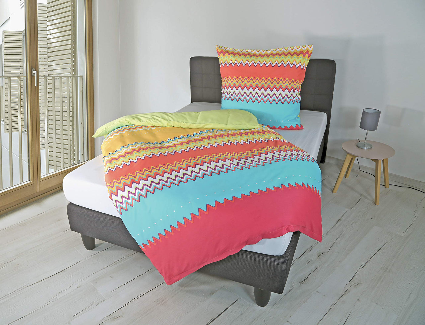 Mako-Satin Bettwäsche Dessin 6008 mandarine 03, 135x200 cm + 80x80 cm, Designed in Germany