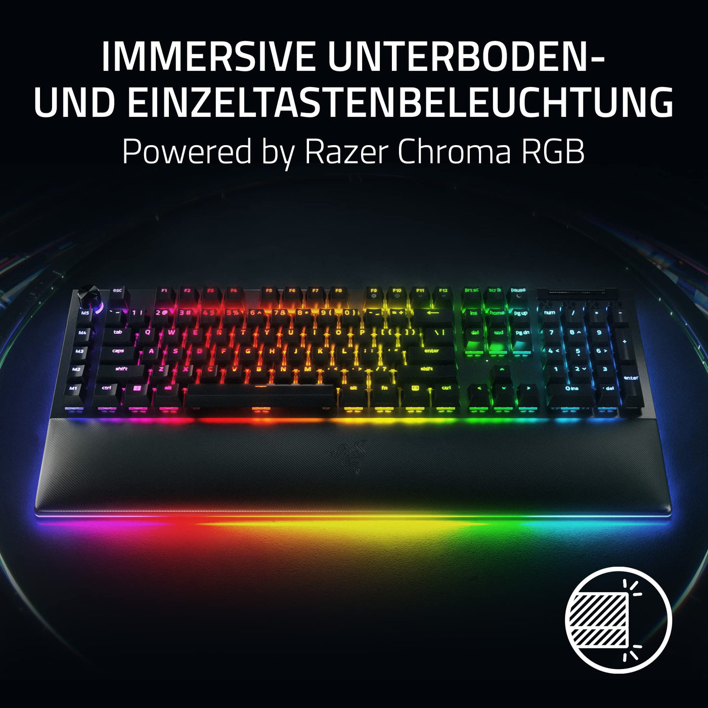 Razer BlackWidow V4 Pro (Green Switch) - Mechanische Gaming-Tastatur Snap Tap (Klickende Mechanische Switches, Befehlsrad und 8 Makro-Tasten, Multifunktionsrolle) QWERTZ DE-Layout | Schwarz