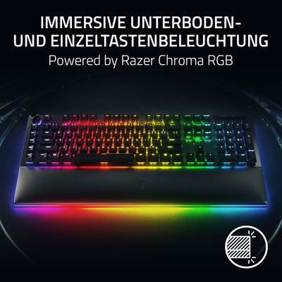 Razer BlackWidow V4 Pro (Green Switch) - Mechanische Gaming-Tastatur Snap Tap (Klickende Mechanische Switches, Befehlsrad und 8 Makro-Tasten, Multifunktionsrolle) QWERTZ DE-Layout | Schwarz