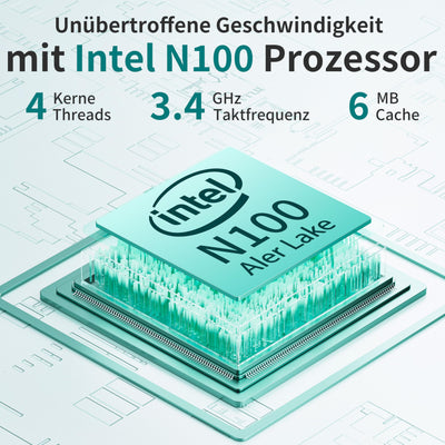 Amita 11" 2-in-1 Touchscreen Rosa Laptop, N100 Quad-Core Prozessor, 16GB RAM 512GB SSD, Gesichtserkennung, FHD IPS, 360° Klappbar (Grün, 16GB RAM | 512GB SSD)