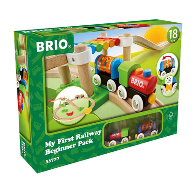BRIO World 33727 Mein erstes Bahn Spiel Set - Zug mit Waggon, Schienen & Hängebrücke für Kleinkinder Einsteiger-Set empfohlen ab 18 Monaten