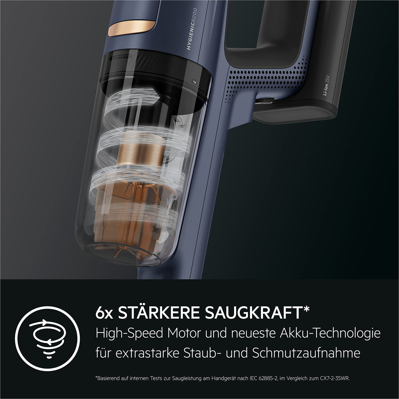 AEG HYGIENIC 8000 AP81B25WET Staubsauger mit Wischfunktion / Automatik / 5-Stufen Filtration / digitale Anzeige / Multi-Bodendüse & Mop-Düse / 3 Stufen / Akku wechselbar / Zubehör / 400ml / blau