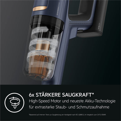 AEG HYGIENIC 8000 AP81B25WET Staubsauger mit Wischfunktion / Automatik / 5-Stufen Filtration / digitale Anzeige / Multi-Bodendüse & Mop-Düse / 3 Stufen / Akku wechselbar / Zubehör / 400ml / blau