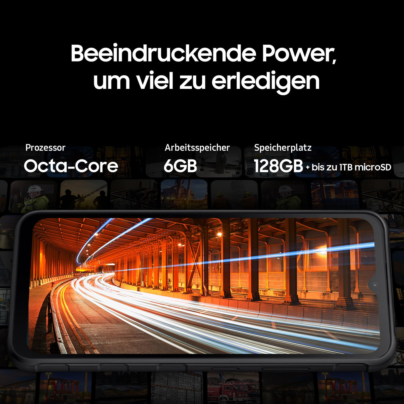 Samsung Galaxy Xcover7 Enterprise Edition, robustes 6,6 Zoll Android Smartphone, 128 GB, 4.050 mAh Akku, Business Handy, wassergeschützt, Smartphone ohne Vertrag, Schwarz