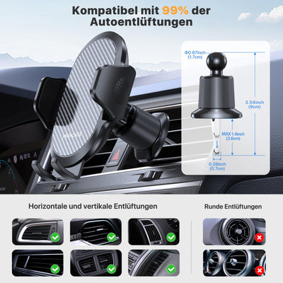 Miracase Handyhalterung Auto [Stabilere Doppelhaken] Handyhalter für Autos Lüftung Universale, 360 Grad Vent KFZ Halterung für iPhone Galaxy Smartphone