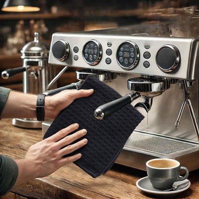 Moosfor Microfasertücher, 6er-Set, Saugfähige Fusselfrei Küchentücher Spültücher für Küche Dicke Barista Tuch Geschirrtücher Lappen, 30 x 30 cm, Schwarz