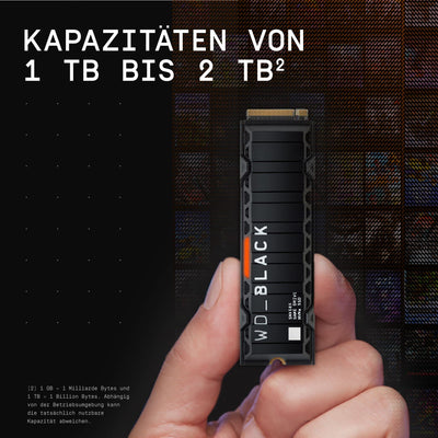 WD_BLACK SN850X NVMe SSD mit Heatsink 2 TB interne SSD (Gaming Speicher, PCIe Gen4-Technologie, Lesen 7.300 MB/s, Schreiben 6.600 MB/s) Schwarz