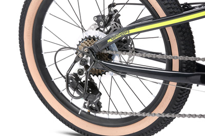 BIKESTAR Alu Mountainbike Jugendfahrrad 20 Zoll ab 6-9 Jahre Hardtail | 7 Gang Shimano Schaltung, Scheibenbremse, Federgabel | Kinder Fahrrad Schwarz Grün | Risikofrei Testen