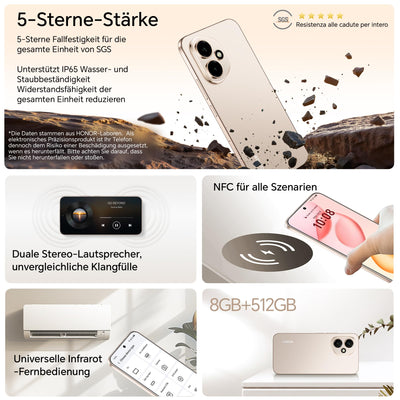 HONOR 400 Smartphone 5G, Dual SIM, NFC,512GB/8GB RAM, Simlockfrei Android-Handy (200MP AI-Kamer, 6,55 Zoll AMOLED Eye Comfort Display 5000nits,5300 mAh,Snapdragon 7 Gen 3 Smartphone), Desert Gold