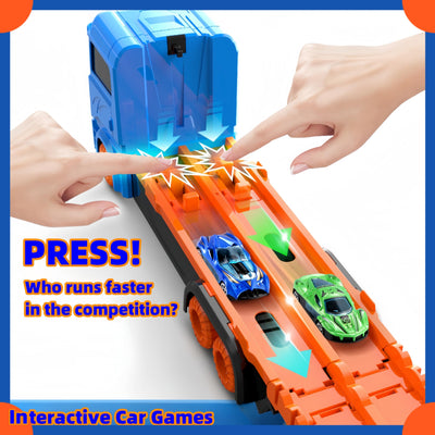 Bearbao Kleinkind Jungen Spielzeug 3-6 Jahre, 65 Zoll Rennstrecke Mit Druckguss Transport LKW Auto Set für Kinder