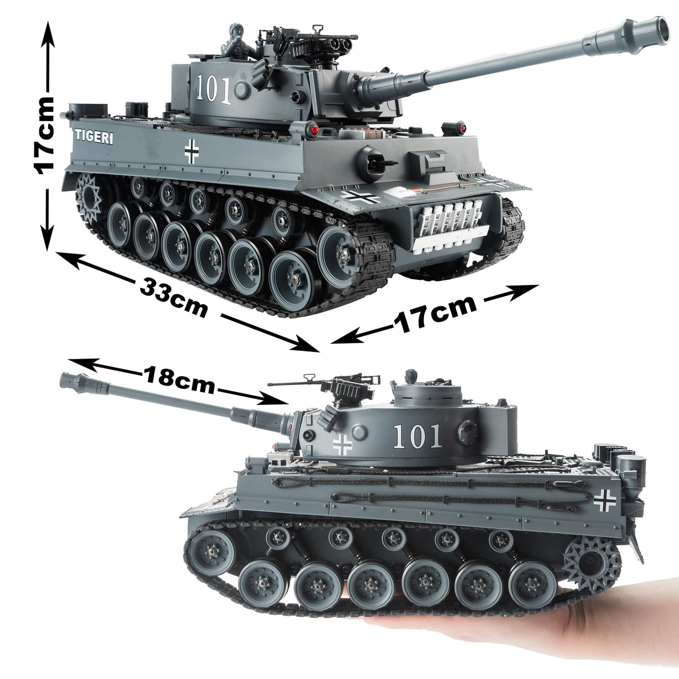 GOODS+GADGETS Ferngesteuerter RC German Tiger I 1:16 Modellbau Panzer 2.4GHz mit Schuss-Funktion, Sound - RTR (Tiger I)