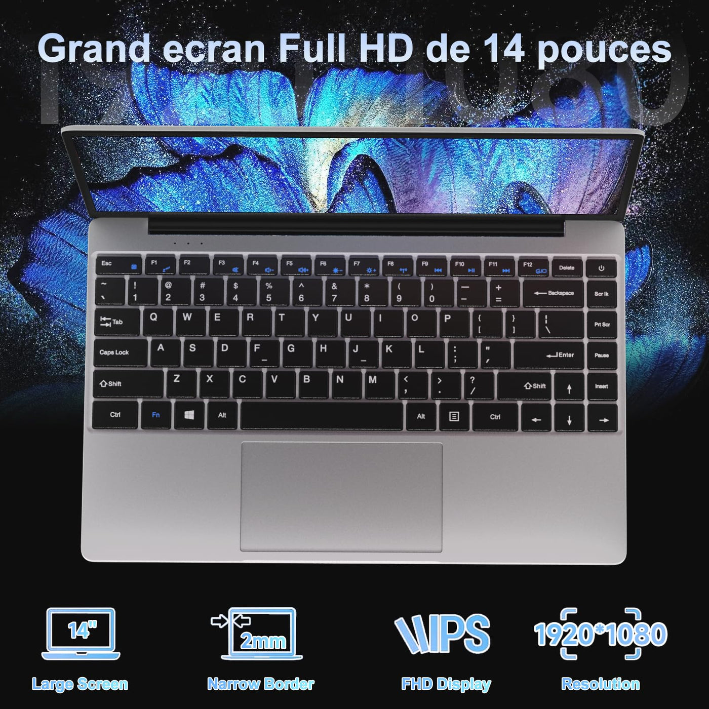 NOTODD 2025 Laptop 14 Zoll Win 11 Pro 6GB RAM 256GB SSD Unterstützung 1TB (TF 1TB) 5000mAh Notebook Celeron N4020 (bis2.8GHz) 1920x1080p 5G WiFi Deutscher Tastaturschutz und kabellose Maus-Silver