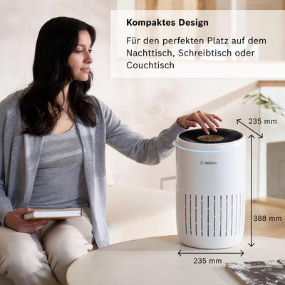 Bosch Air 2000 Luftreiniger für bis zu 37,5 m² entfernt effizient Verschmutzungen mit HEPA Filter, Smart Sensor, Ruhe-Modus - Allergiker-geeignet