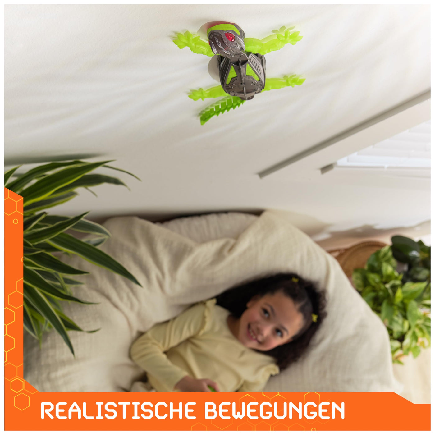 Hex Bots - Wall Crawler Gecko, ferngesteuerter Gecko, der an Wänden und Decken entlang krabbelt, mit leuchtenden LED-Augen, mit Fernbedienung, realistische Bewegungen, für Kinder ab 4 Jahren