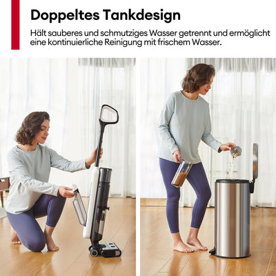 Ultenic AC1 Elite Nass Trockensauger kabelloser Staubsauger mit Wischfunktion, 3 in 1, 50min, intelligente Schmutzerkennung, 14000 Pa Saugkraft,Selbstreinigung,1.15L Doppelte Tank, LED-Display
