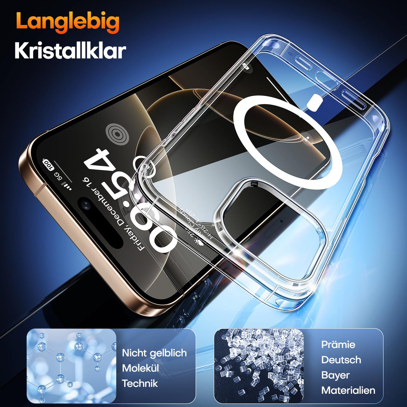 TAURI 5 in 1 für iPhone 16 Pro hülle, Handyhülle für iPhone 16 Pro Case, [Kompatibel mit MagSafe] [Vergilbt Nicht] Schlanke, Stoßfeste Telefon Hülle - Magnetisch Transparent