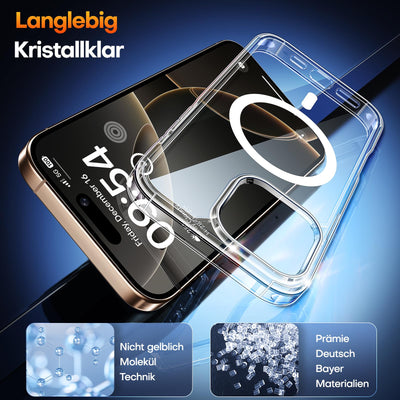 TAURI 5 in 1 für iPhone 16 Pro hülle, Handyhülle für iPhone 16 Pro Case, [Kompatibel mit MagSafe] [Vergilbt Nicht] Schlanke, Stoßfeste Telefon Hülle - Magnetisch Transparent