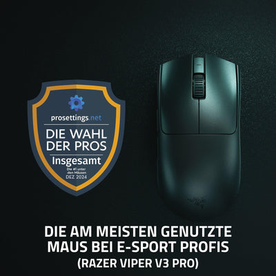 Razer Viper V3 Pro - Ultraleichte kabellose Esports Gaming-Maus (8k Hz HyperPolling, 54g leichtes Design, Focus Pro Sensor 35K DPI, HyperSpeed Wireless, 95 Stunden Akkulaufzeit) Schwarz