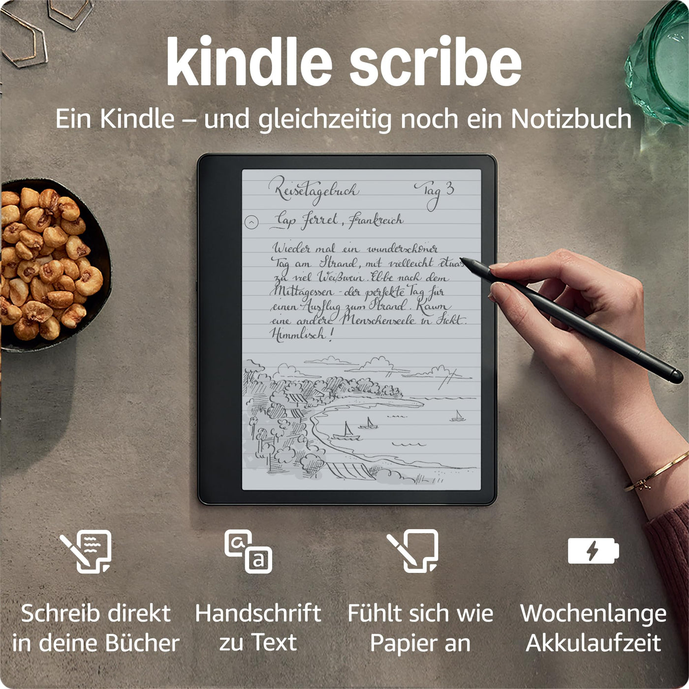 Kindle Scribe (2022) - 16 GB – der erste Kindle, der auch ein digitales Notizbuch ist – mit Paperwhite-Bildschirm (10,2 Zoll, 300 ppi) und Standard-Eingabestift