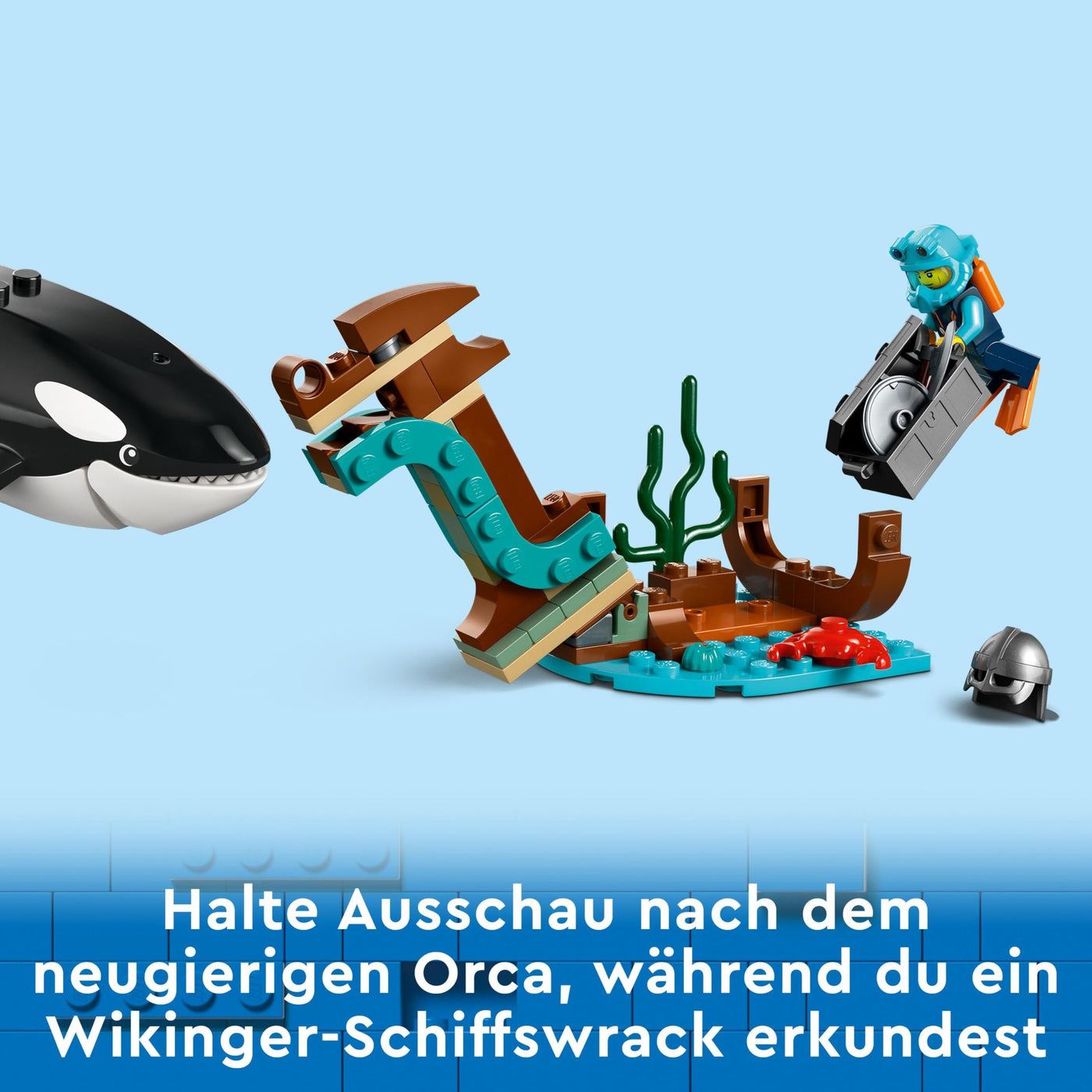 LEGO City Arktis-Forschungsschiff, großes schwimmfähiges Spielzeug-Boot mit Hubschrauber, Beiboot, ROV-U-Boot, Wikingerschiffswrack, 7 Minifiguren & Orca-Figur, Geschenk für Kinder ab 7 Jahren 60368