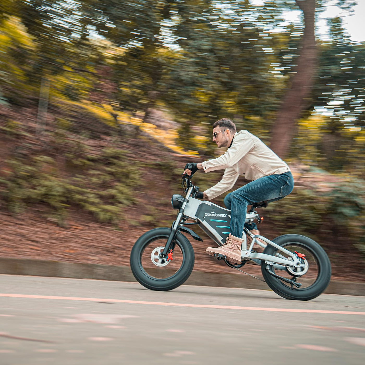 RZOGUWEX Elektrofahrrad, 20-Zoll-Offroad-EBIKE für Erwachsene mit Abnehmbarem 48V 25Ah Lithium-Ionen-Akku, 7-Gang-Schneerad mit Zwei Stoßdämpfern und Bürstenlosem Motor