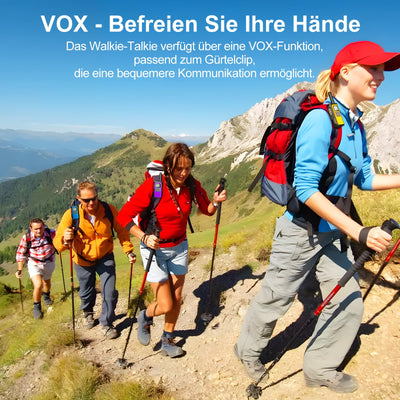 AWANFI Walkie Talkie 4er Set, Walkie Talkie Aufladbar für Erwachsene Kinder, 16 Kanäle Funkgeräte Set mit 1200mAh Li-ion Akku VOX, Walki Talki für Camping Wandern Geschenk