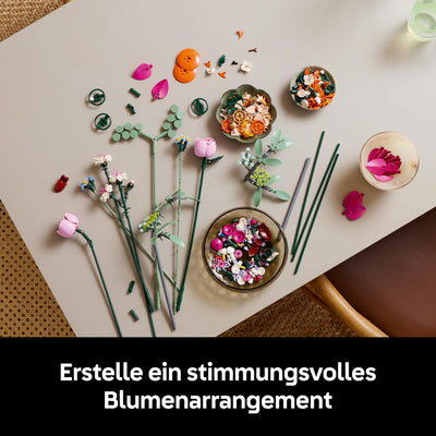 LEGO Botanicals Schöner Rosafarbener Blumenstrauß - Blumendeko - Bauset für Erwachsene - Dekorative Gänseblümchen, Kornblumen, Rosen und Holunderblüten zum Ausstellen - Bürodekoration 10342