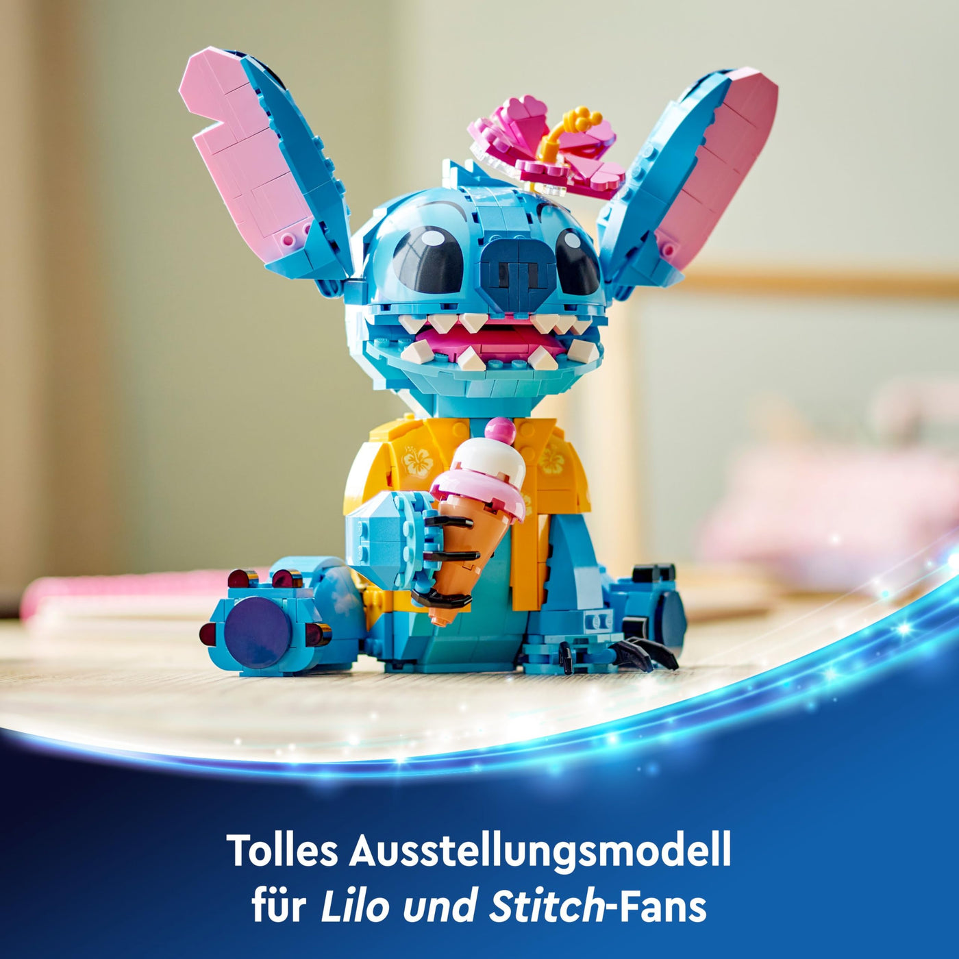 LEGO | Disney Stitch Figur – Modellbau mit Eistüte und dekorativer Blume – Kreatives Spielzeug zu Weihnachten – Geschenk für Kinder und Fans des Films Lilo & Stitch ab 9 Jahren – 43249