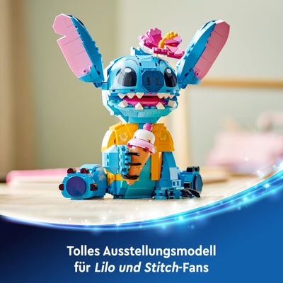 LEGO | Disney Stitch Figur – Modellbau mit Eistüte und dekorativer Blume – Kreatives Spielzeug zu Weihnachten – Geschenk für Kinder und Fans des Films Lilo & Stitch ab 9 Jahren – 43249