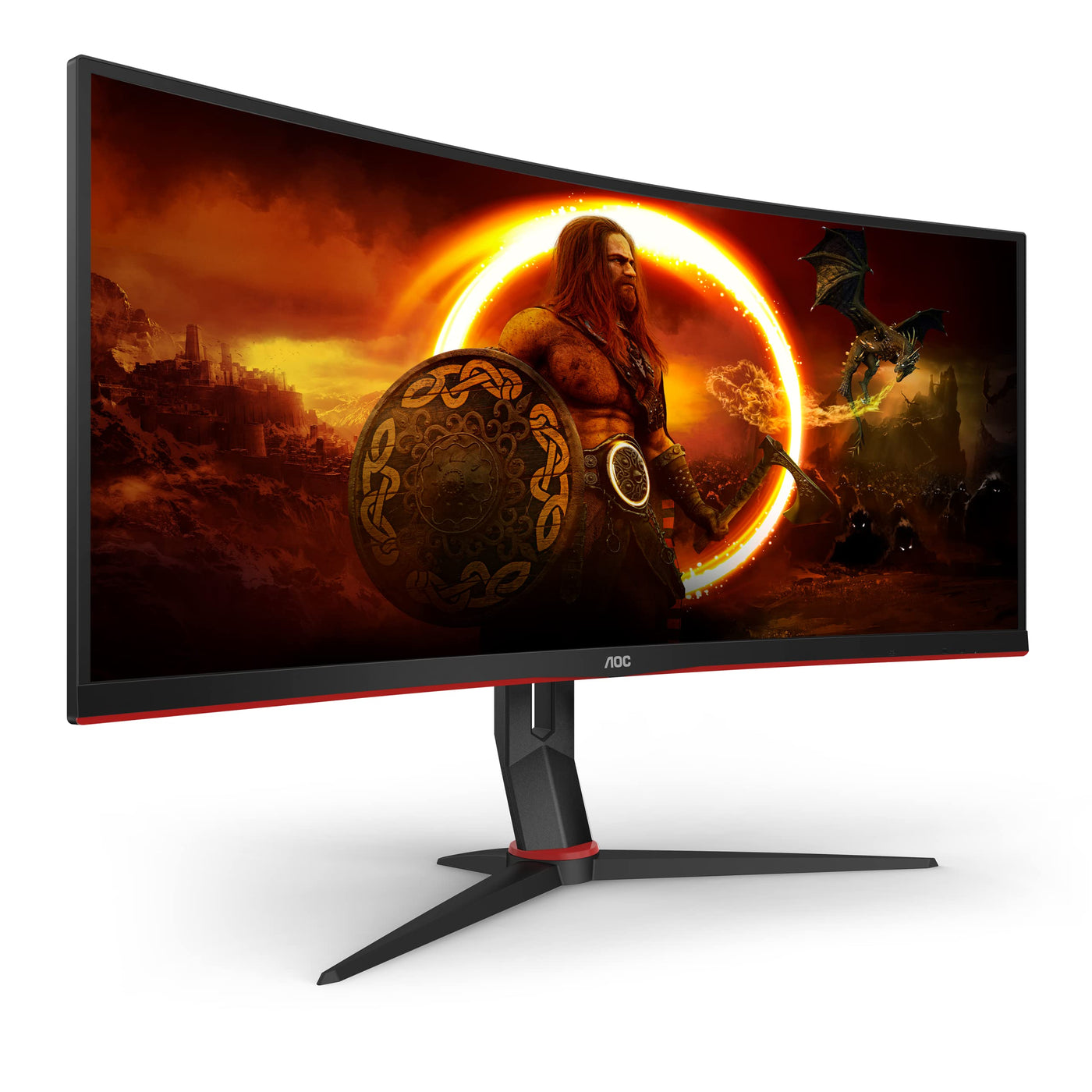 AOC Gaming CU34G2X - 34 Zoll WQHD Curved Monitor, 144 Hz, 1ms, FreeSync Premium (3440x1440, HDMI, DisplayPort, USB Hub) schwarz/rot