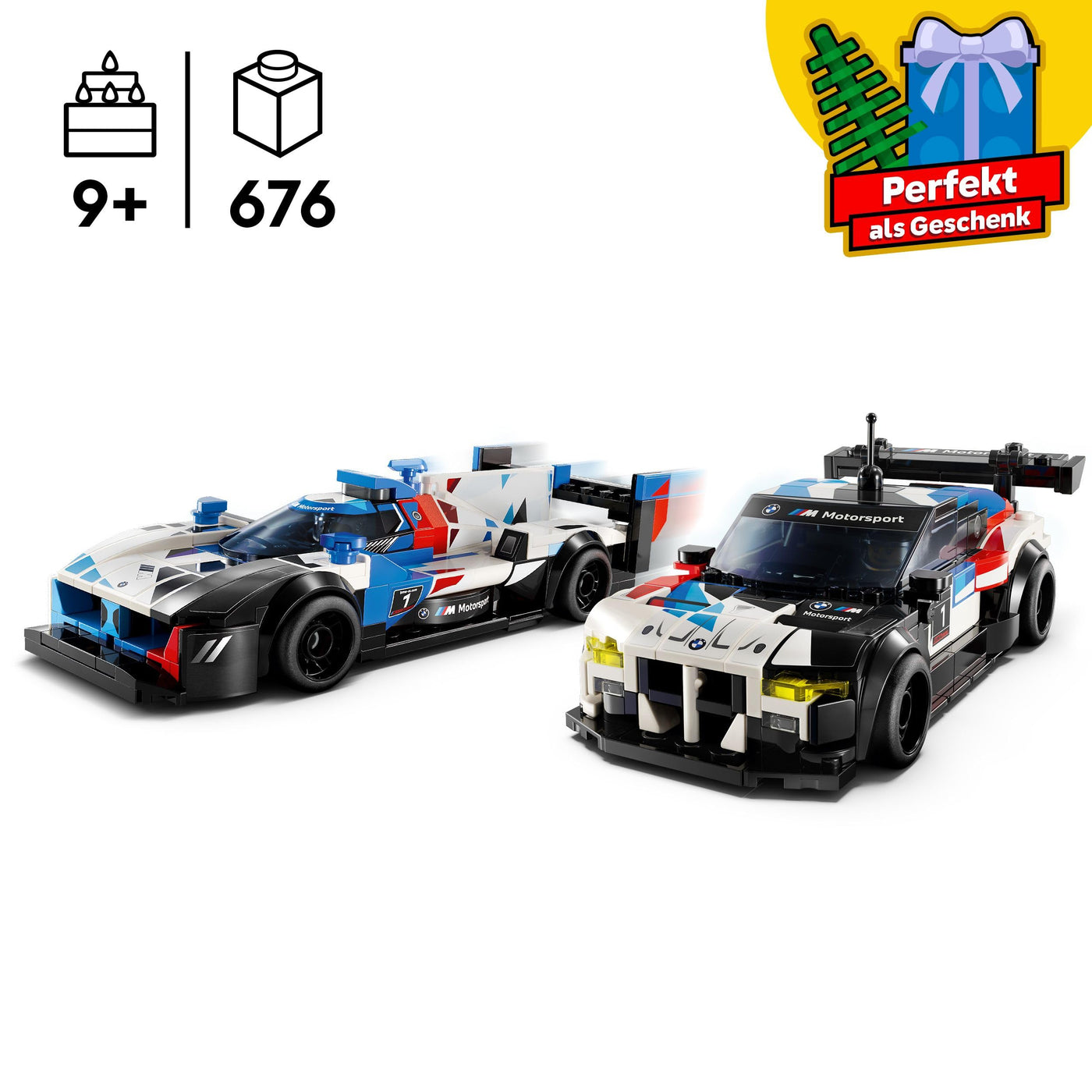 LEGO Speed Champions BMW M4 GT3 & BMW M Hybrid V8 Rennwagen Auto Spielzeug mit 2 baubaren Modellautos und 2 Rennfahrer-Minifiguren, Geschenk für Jungs, Mädchen ab 9 Jahren, Modellauto 76922