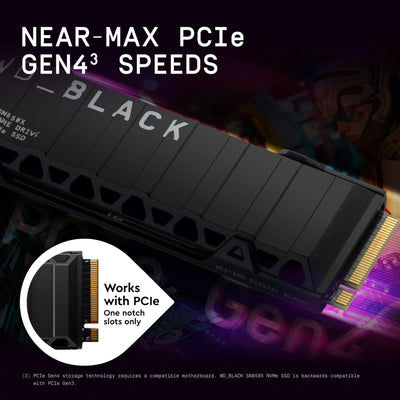 WD_Black SN850X NVMe SSD mit Heatsink 4 TB interne SSD (Gaming Speicher, PCIe Gen4-Technologie, lesen 7.3 MB/s, Schreiben 6.600 MB/s) Schwarz