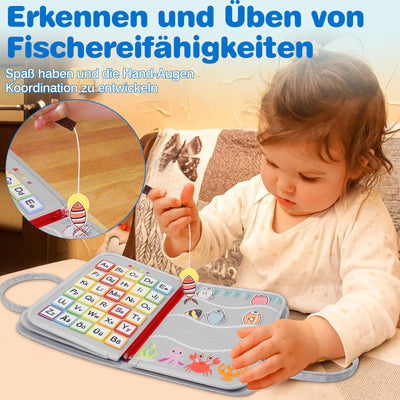 JHkim Montessori Busy Board Deutsch, Kinder Spielzeug ab 1 2 3 4 Jahre, Activity Board, Geschenke für Junge Mädchen, Kinder Sensorik Lernspielzeug, Motorikbrett für Reise Auto Flugzeug