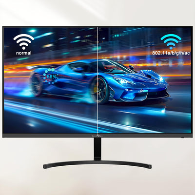 SMART TECH Smart Monitor 24 Zoll (60cm), FHD Monitor Android (Bluetooth, Monitor mit Lautsprechern, rahmenloses, Netflix, YouTube, Prime Video, Google Play, DAZN, Disney+) Klein mit WLAN