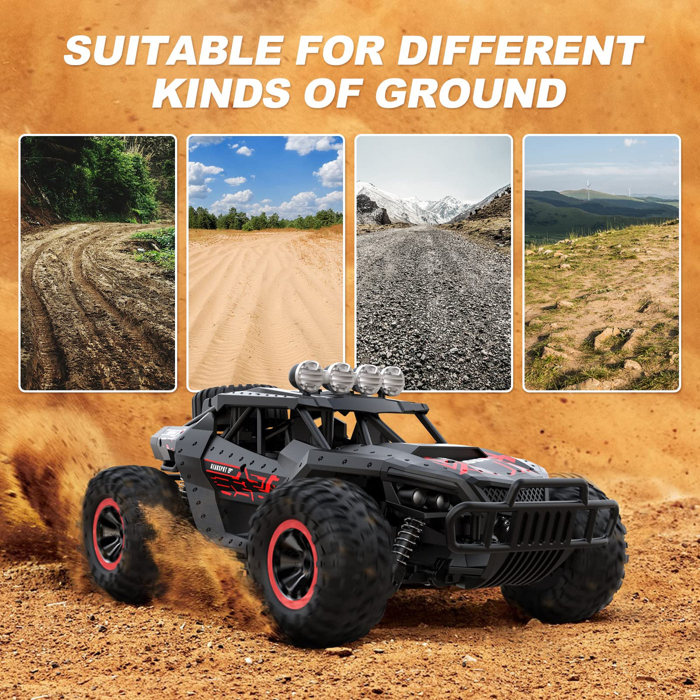 Ferngesteuertes Auto Offroad für Junge draußen mit 2-Akku 70 Minuten 1:16 Maßstab RC Buggy 25KM/H 2,4 GHZ Funkfernsteuerung Rennwagen Crawler Truck Geländewagen Car Spielzeug (klassisch)