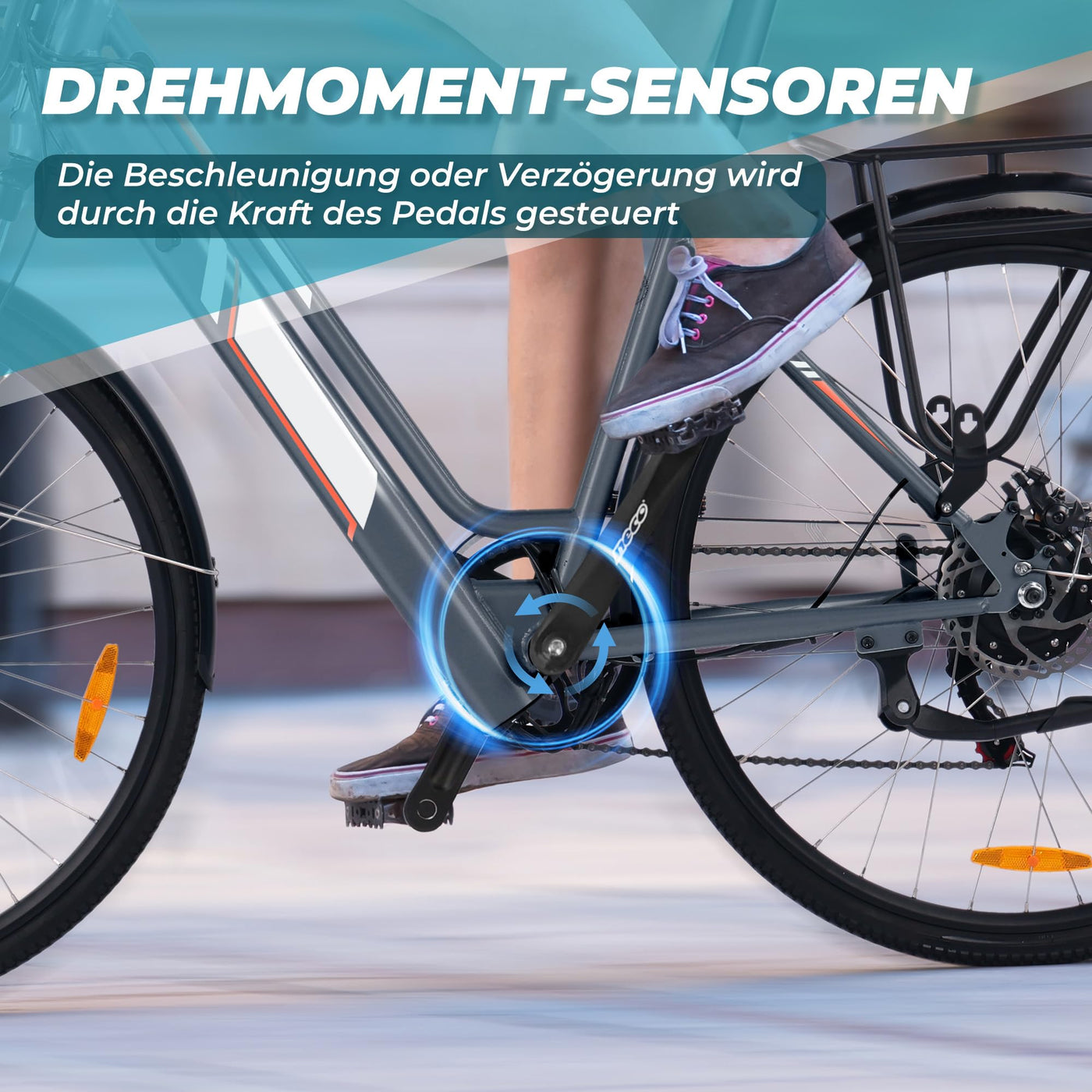 AOIHO E Bike, 28'' EBike Herren E-Bike Damen mit 𝐃𝐫𝐞𝐡𝐦𝐨𝐦𝐞𝐧𝐭𝐬𝐞𝐧𝐬𝐨𝐫, 250W Motor Elektrofahrräder Trekkingrad E Fahrrad mit 6-Gang, 3 Modi, Pedelec Citybike Elektrofahrrad für Erwachsene