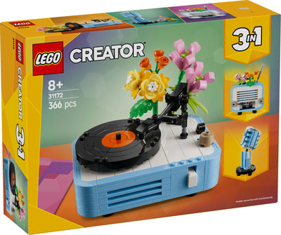 LEGO Creator 3in1 Plattenspieler mit Blumen - Spielzeug umbaubar in Radio oder Mikrofon - Musik Spielzeuge für Kinder - Kreative Geschenkidee für Mädchen und Jungen ab 8 Jahren 31172
