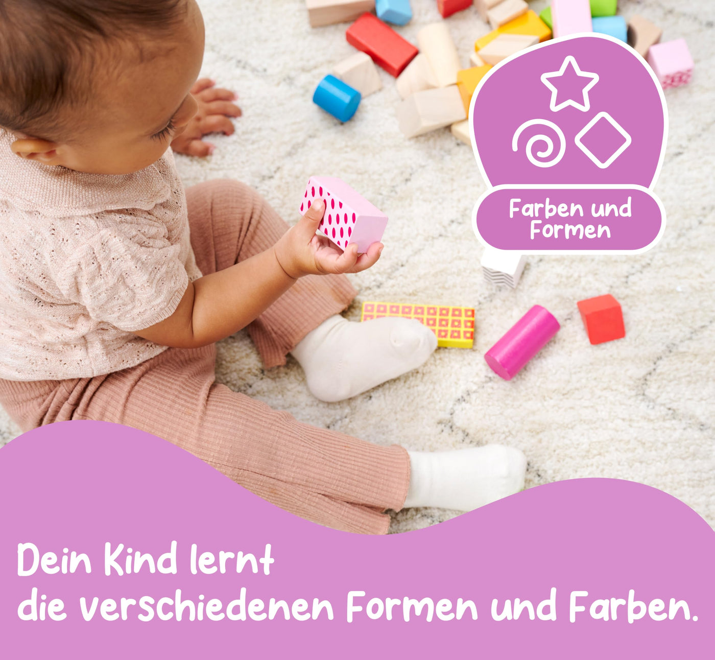 Eichhorn – bunte Holzbausteine – 50 Stück in Box, Bauklötze mit Bedruckung, aus Birkenholz, für Kinder und Babys ab 12 Monaten, Holzspielzeug, Verpackung kann variieren