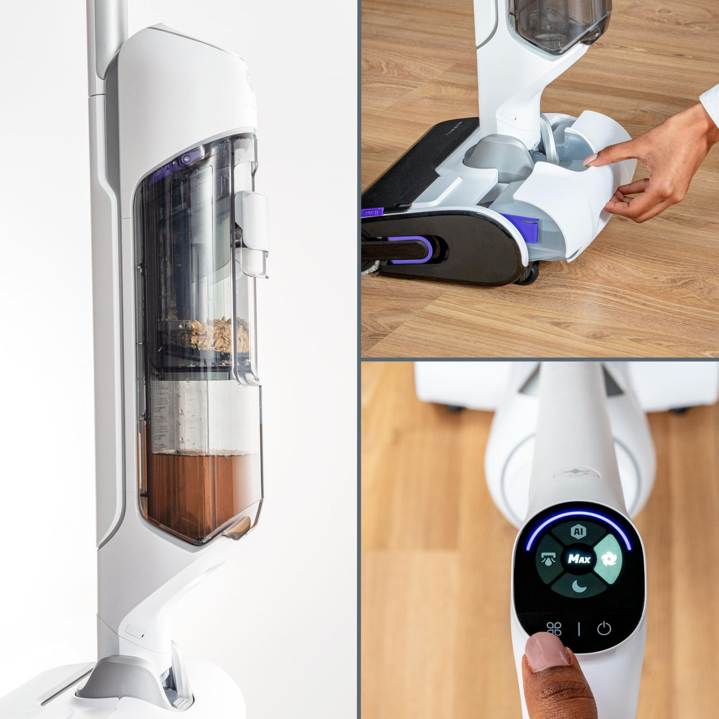Rowenta X-Clean 4 kabelloser Nass-und Trockenstaubsauger, Selbstreinigungsfunktion, Nass Trockensauger 50min Laufzeit, automatische Schmutzerkennung, Nasssauger mit smartem LED Display, grau GZ5036WO