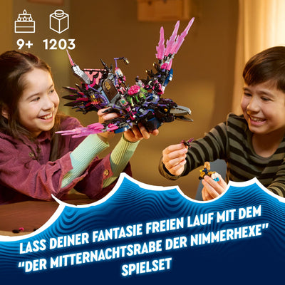 LEGO DREAMZzz 3-in-1 Der Mitternachtsrabe der Nimmerhexe, Spielset für Jungen und Mädchen ab 9 Jahren, mit Tierfigur, Fantasy-Hütte zum Umbauen in EIN Haus, eine Spinne oder einen Vogel 71478
