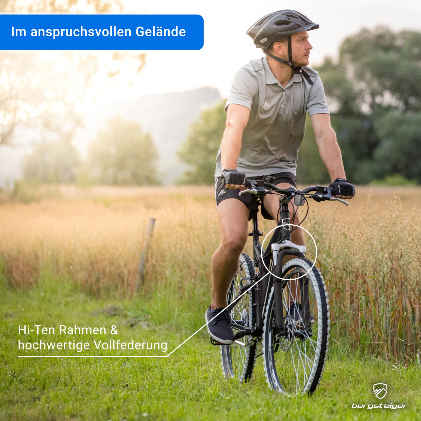 Bergsteiger Phoenix 26 Zoll Mountainbike, geeignet ab 160 cm, Scheibenbremse, Licht, Schutzblech, 21 Gang-Schaltung, Vollfederung