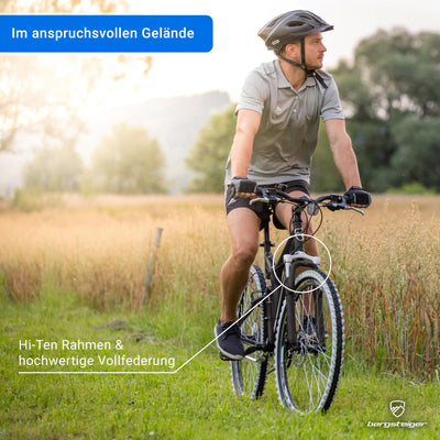 Bergsteiger Phoenix 26 Zoll Mountainbike, geeignet ab 160 cm, Scheibenbremse, Licht, Schutzblech, 21 Gang-Schaltung, Vollfederung