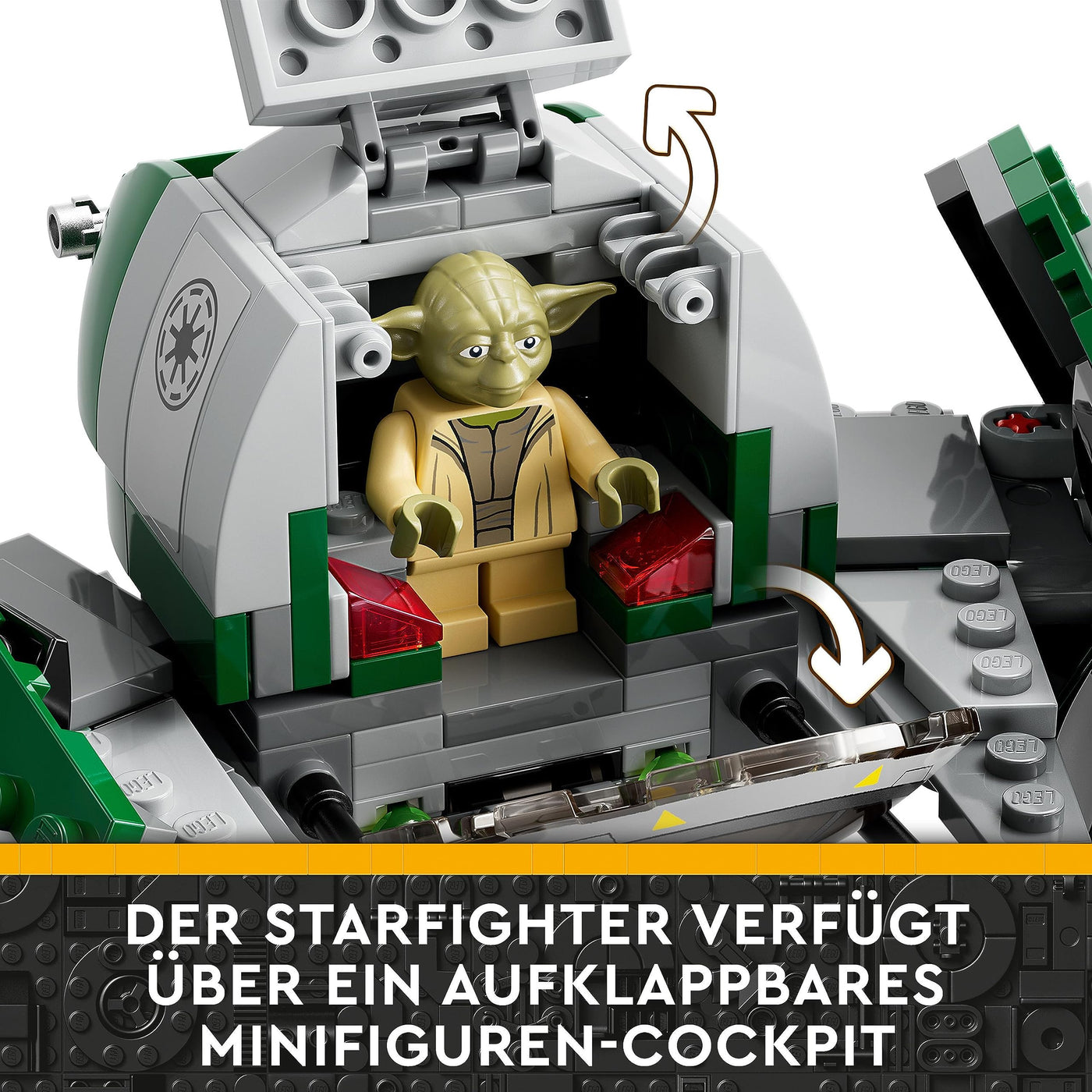 LEGO 75360 Star Wars Yodas Jedi Starfighter Bauspielzeug, Clone Wars Fahrzeug-Set mit Meister Yoda-Minifigur, Lichtschwert und Droide R2-D2-Figur