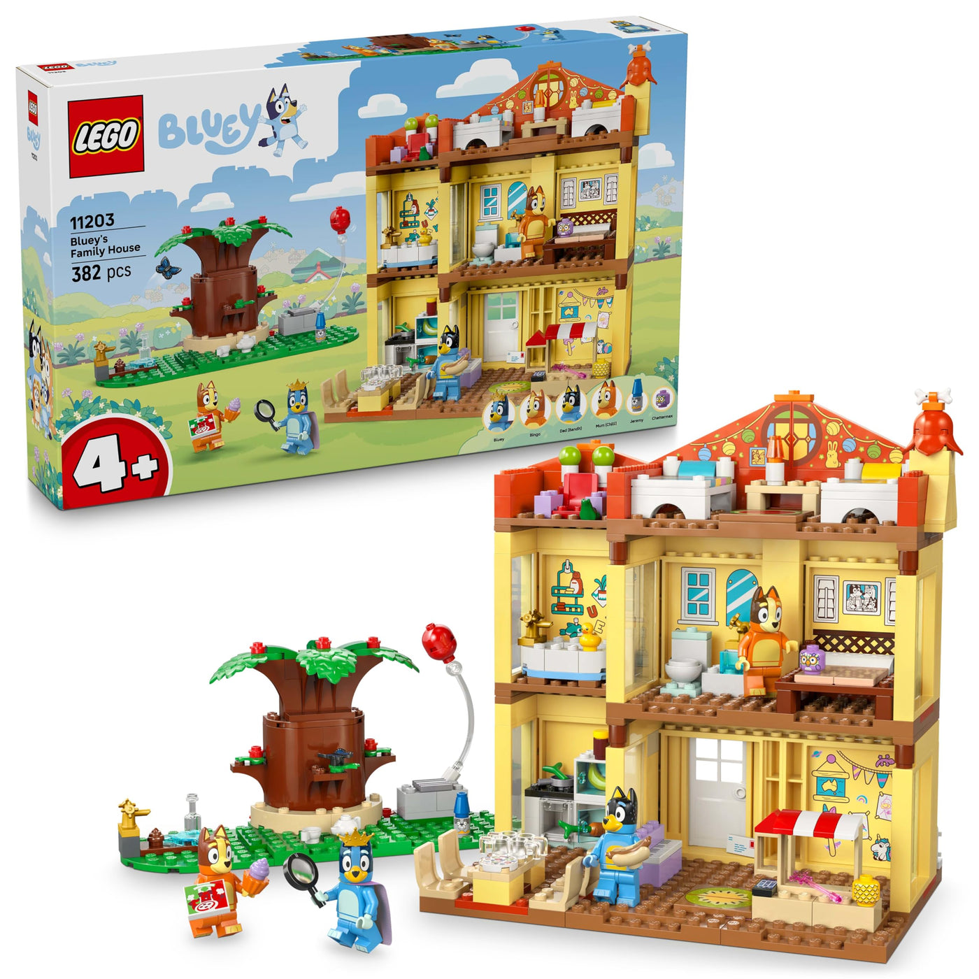 LEGO Bluey: Bluey's Family House Toy - Modular Playset with Multiple Rooms, a Garden, 4 Minifigures & Fun Accessories - Birthday Gift for 4+ Year Old Girls & Boys or TV Show Fans - 11203