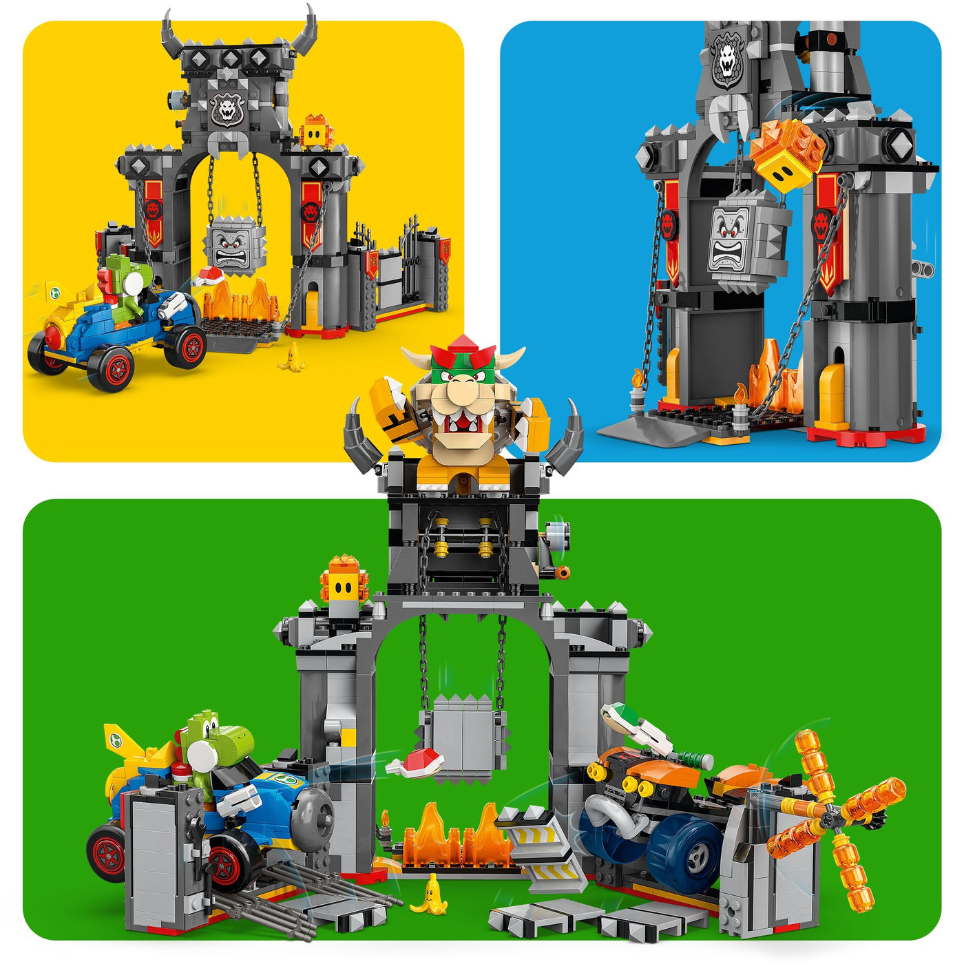 LEGO Super Mario: Mario Kart - Bowsers Schloss - Interaktives Spielzeug mit 2 Autos & 4 Figuren mit Yoshi - Kreatives Spielset für Kinder - Gamer Geschenk für Jungen & Mädchen ab 9 Jahren - 72039